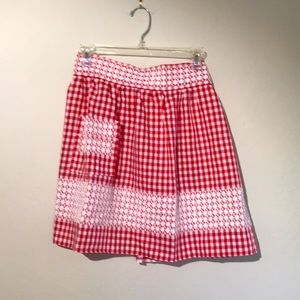 Vintage handmade gingham & lace apron.